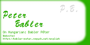 peter babler business card